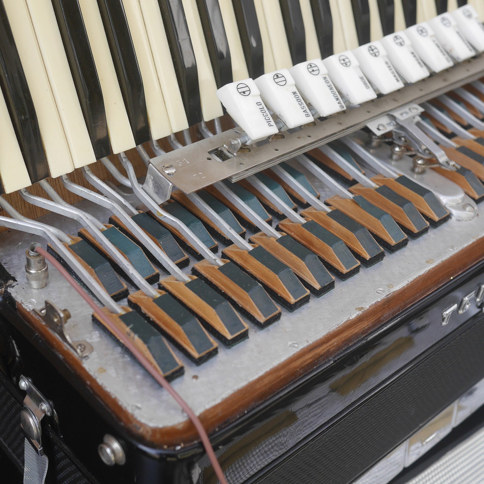 Temple Piano Accordion 120 Bass, LMH, Microphone.  Black.  1950s