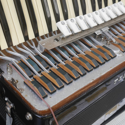 Temple Piano Accordion 120 Bass, LMH, Microphone.  Black.  1950s
