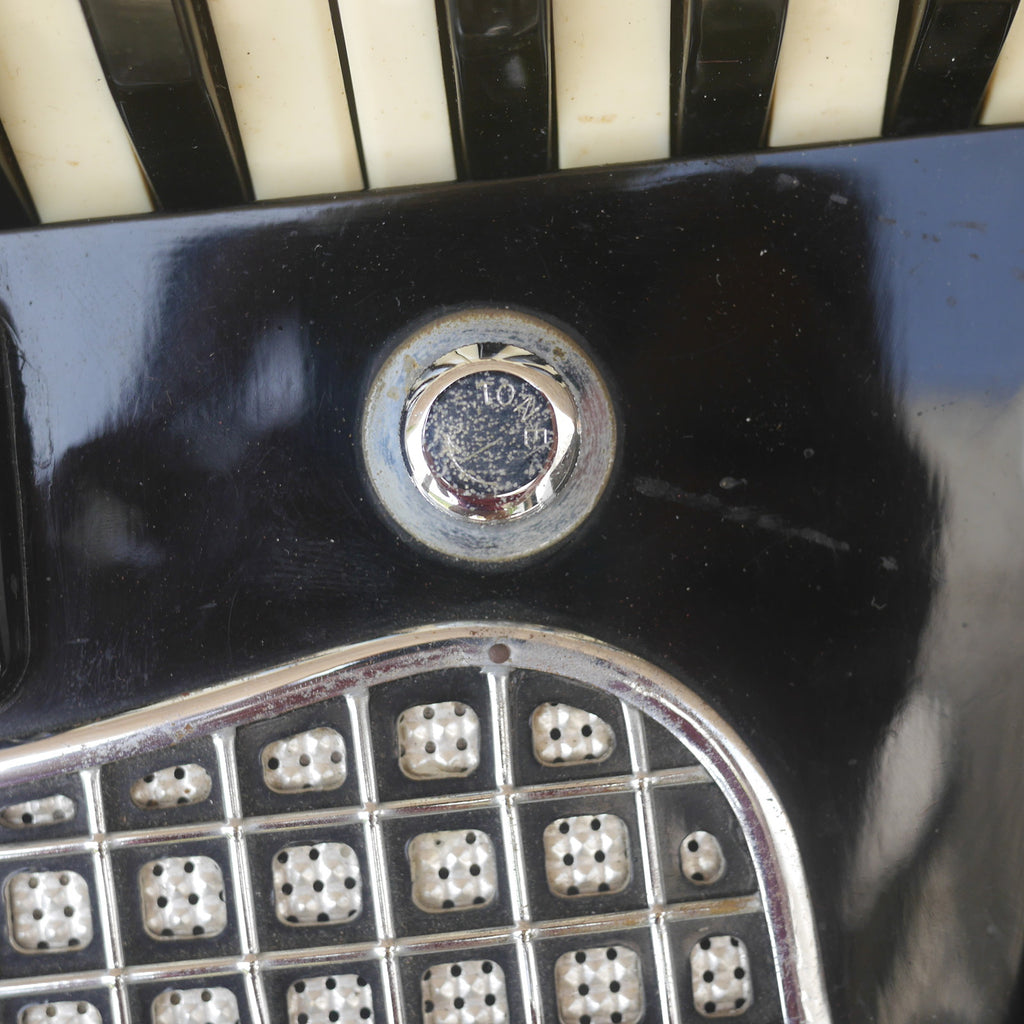 Temple Piano Accordion 120 Bass, LMH, Microphone.  Black.  1950s