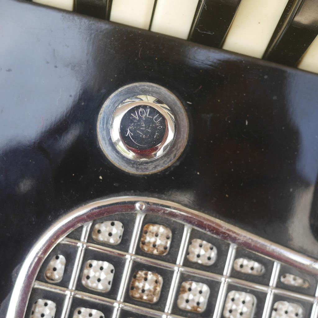 Temple Piano Accordion 120 Bass, LMH, Microphone.  Black.  1950s