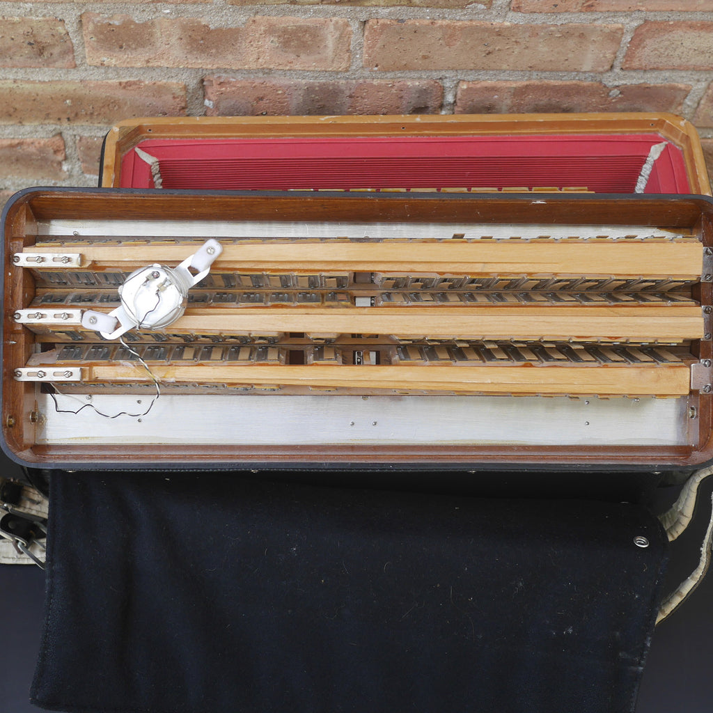 Temple Piano Accordion 120 Bass, LMH, Microphone.  Black.  1950s
