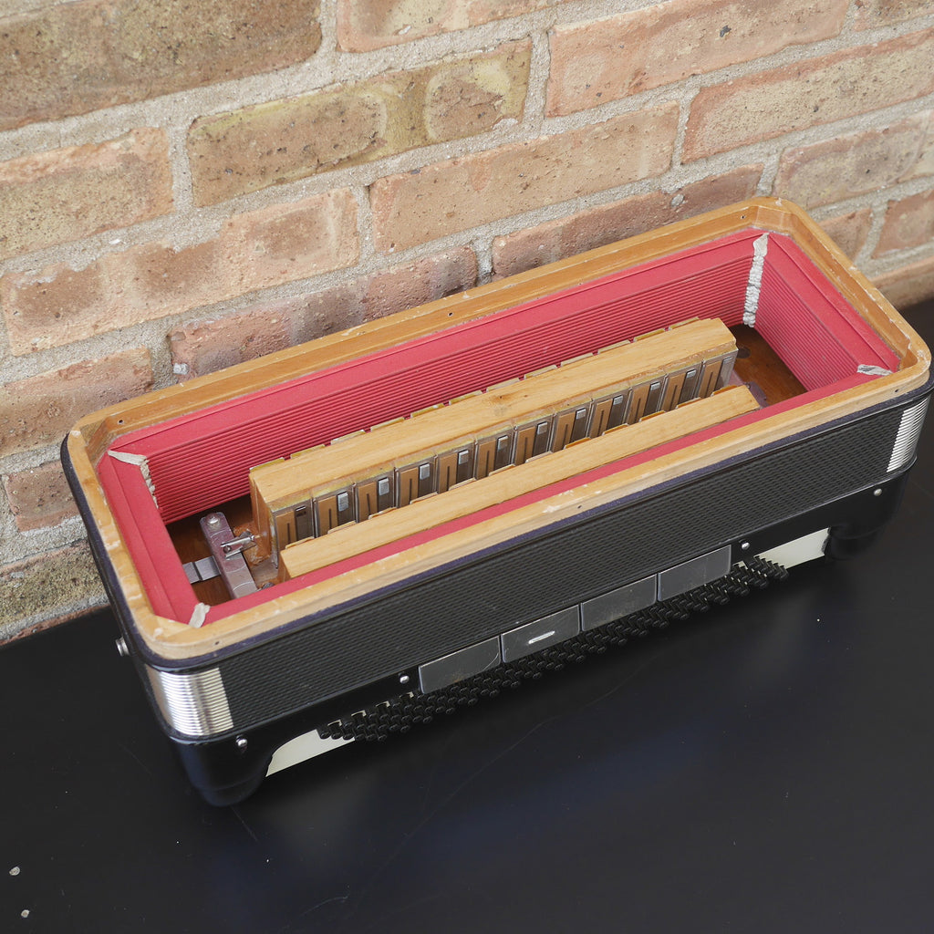 Temple Piano Accordion 120 Bass, LMH, Microphone.  Black.  1950s