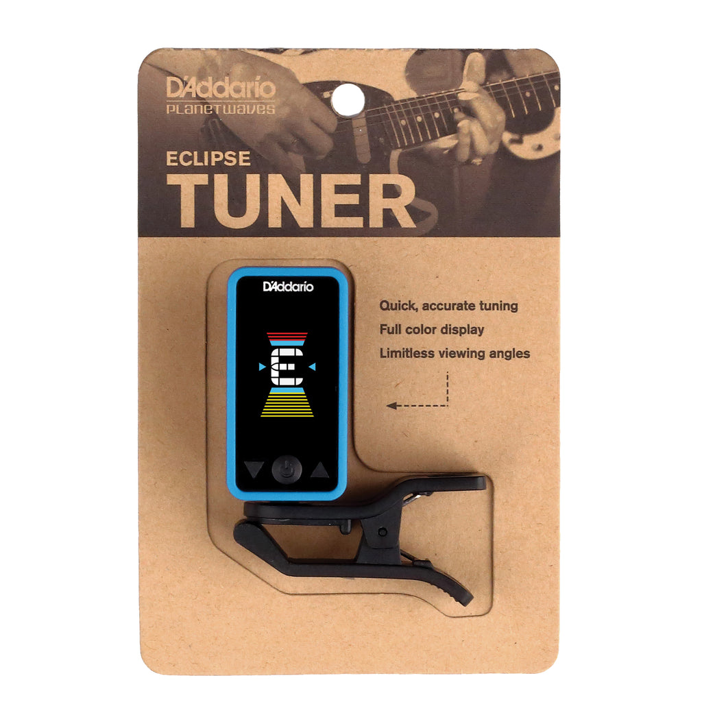 D'Addario Eclipse Headstock Guitar Tuner, Blue