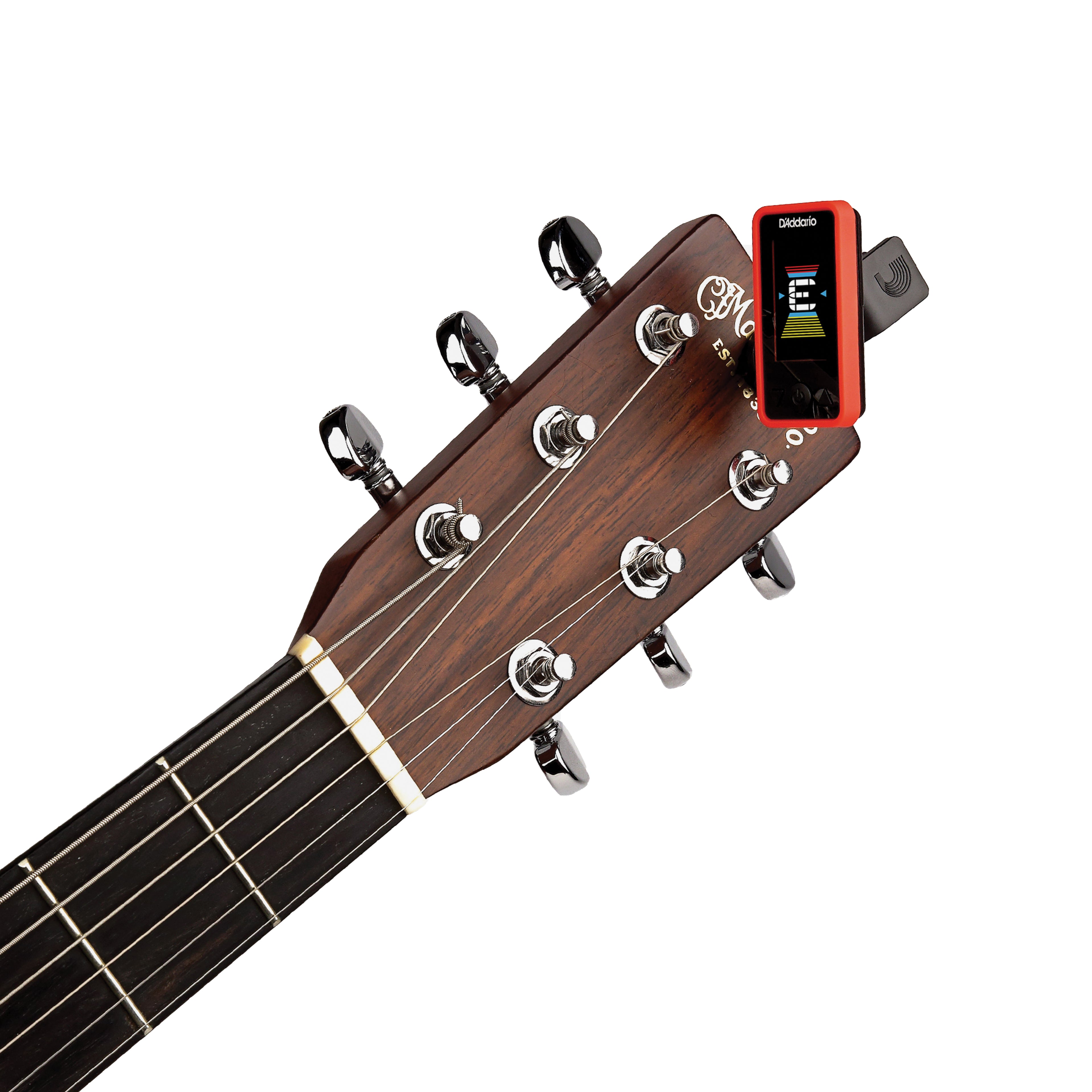 D'Addario Eclipse Headstock Guitar Tuner, Red
