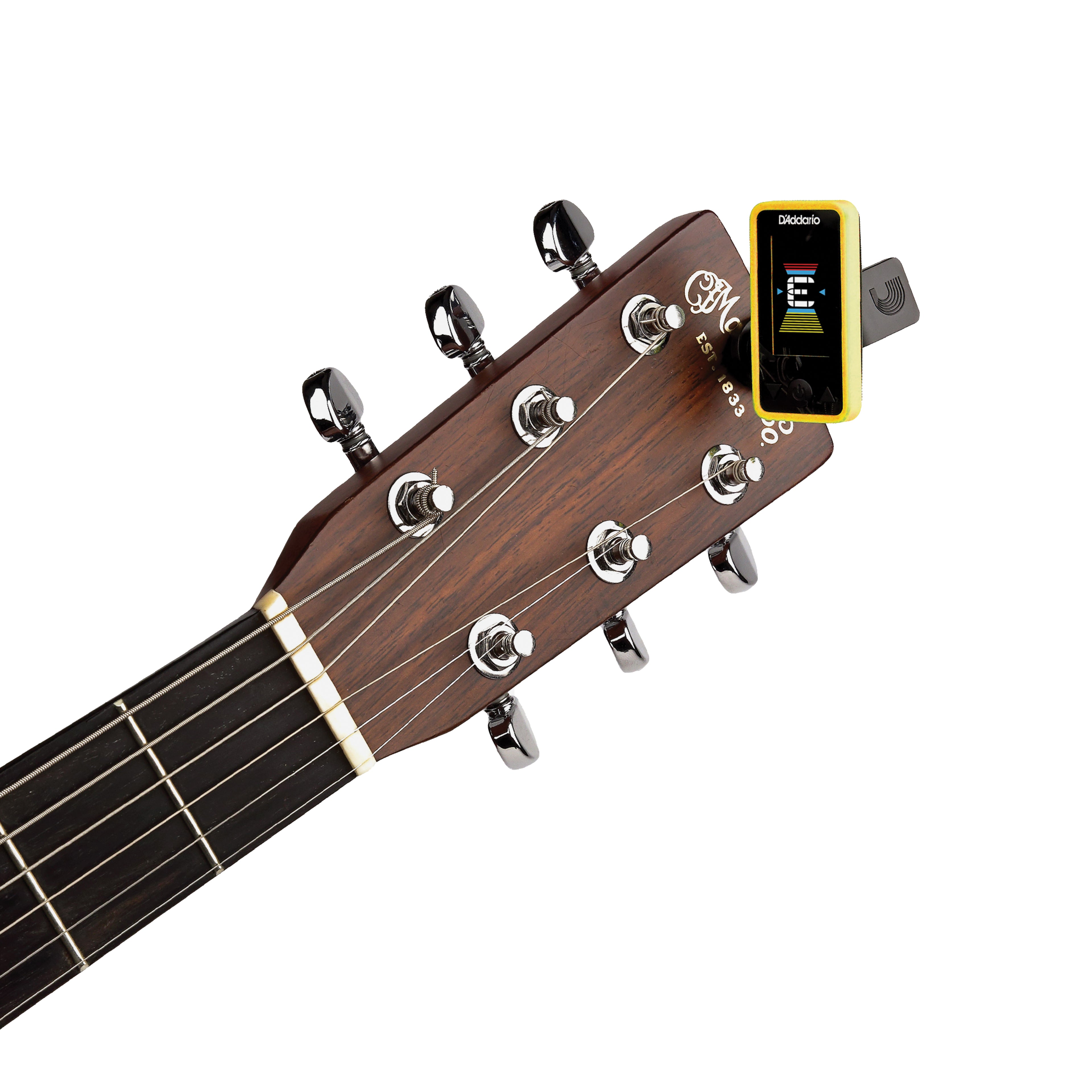 D'Addario Eclipse Headstock Guitar Tuner, Yellow