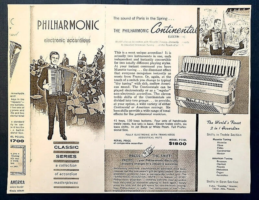Philharmonic Accordion Model P116L Continental 1970