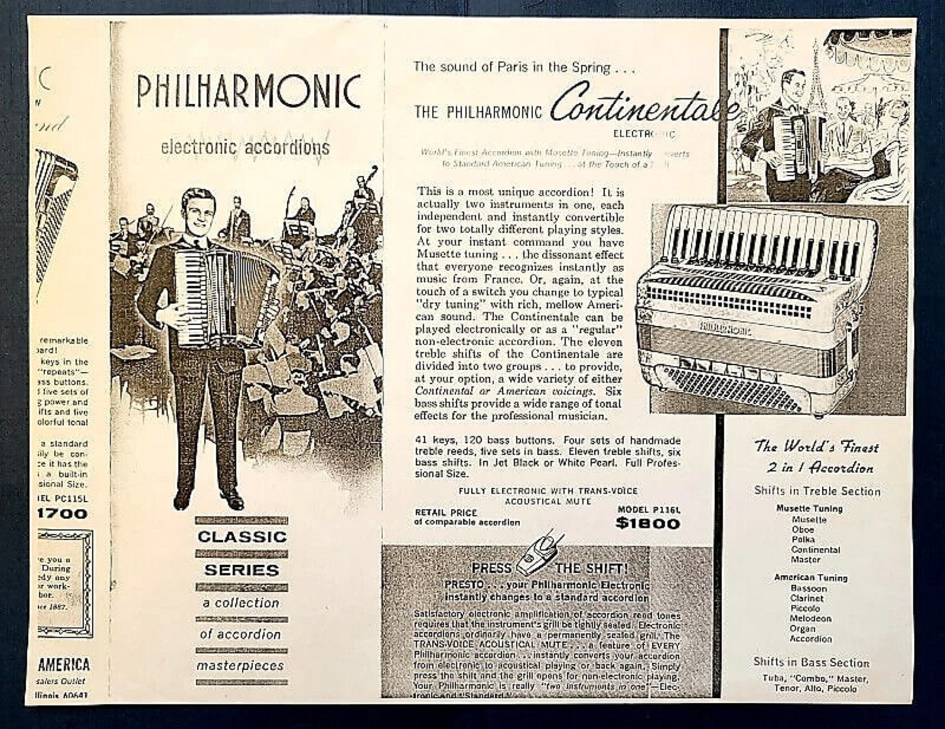 Philharmonic Accordion Model P116L Continental 1970