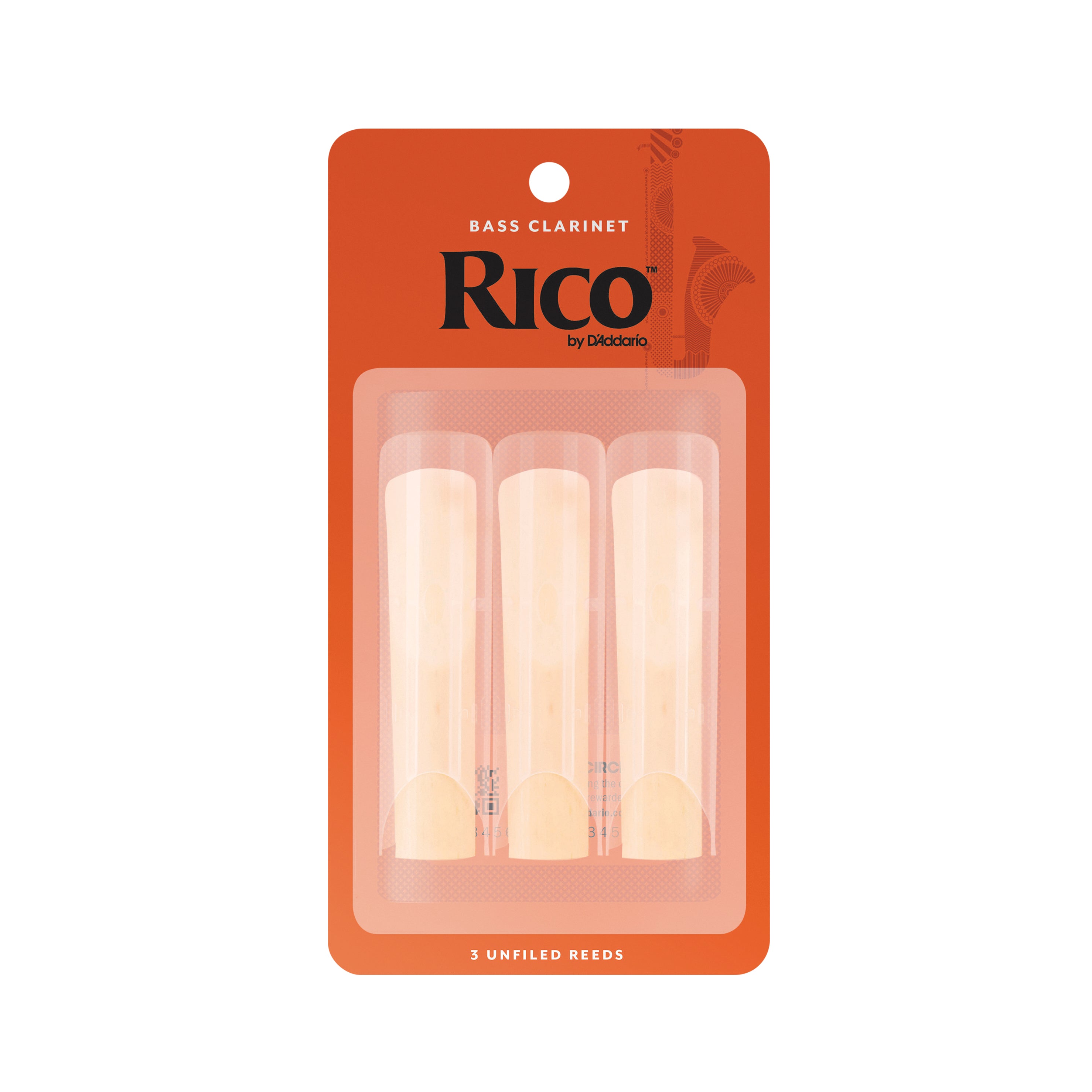 Rico by D'Addario Bass Clarinet Reeds, Strength 2.5, 3-Pack