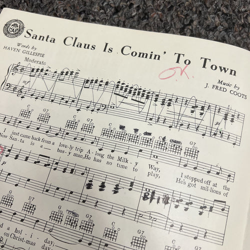 Santa Claus is Coming To Town Novelty Fox Trot Sheet Music for Piano Organ or Accordion w/Vocal