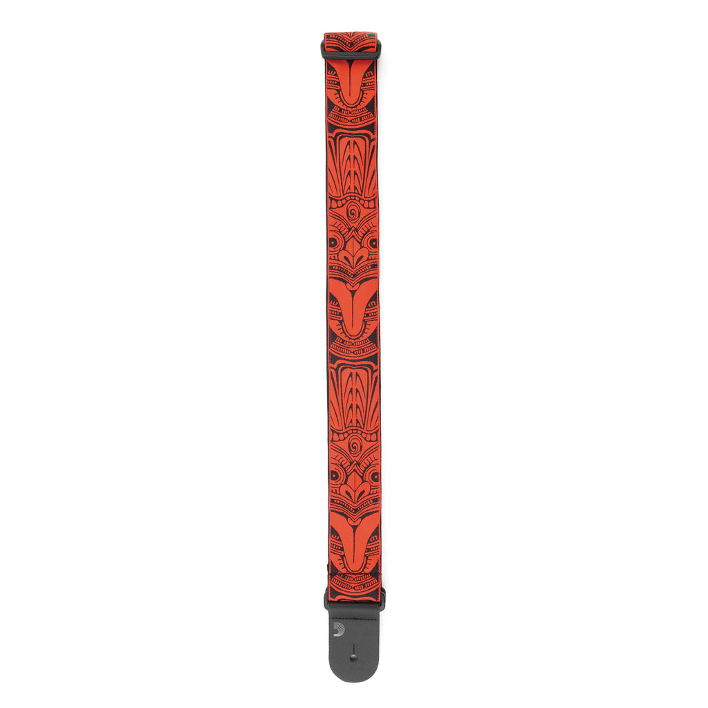 D'Addario Woven Guitar Strap Tiki Mask Red