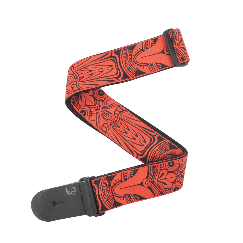 D'Addario Woven Guitar Strap Tiki Mask Red