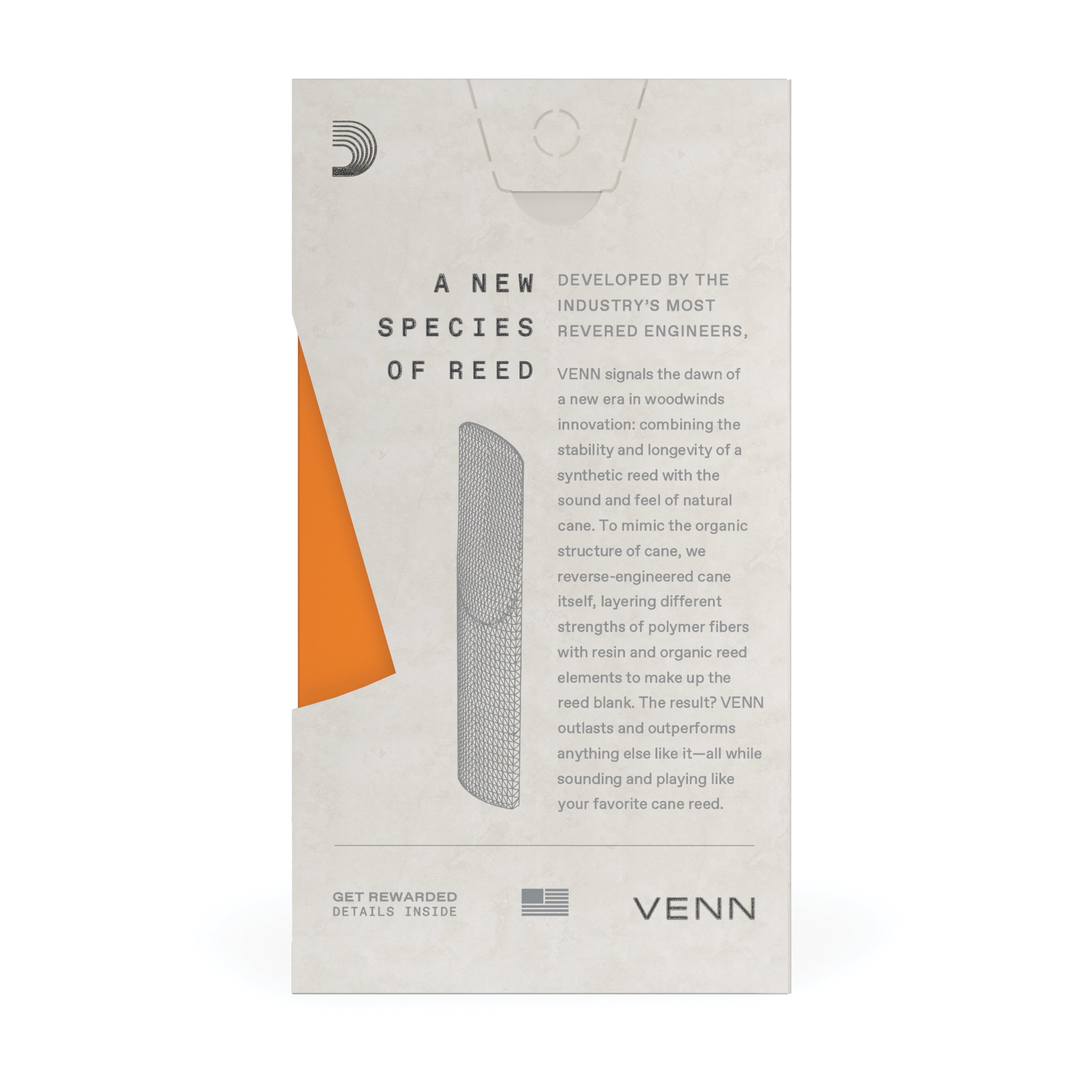 D'Addario VENN Synthetic Tenor Saxophone Reed, G2