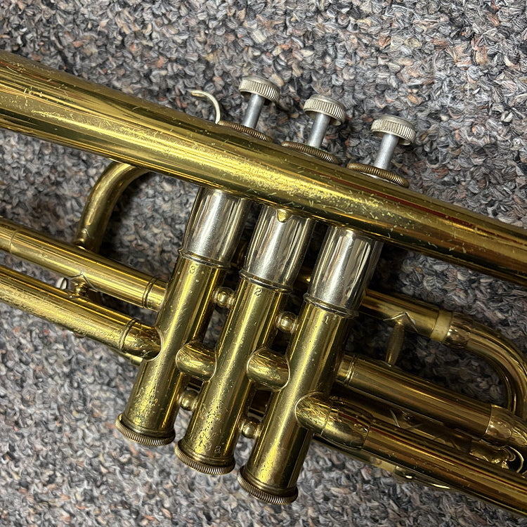Vintage Bundy Cornet, needs work.  With music and case.