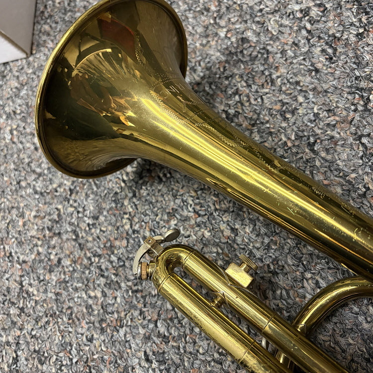 Vintage Bundy Cornet, needs work.  With music and case.