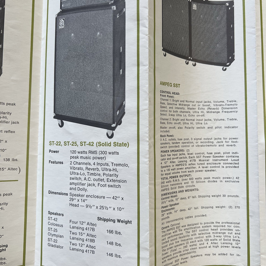 Vintage ampeg musical instruments and amps brochure 60s-70s