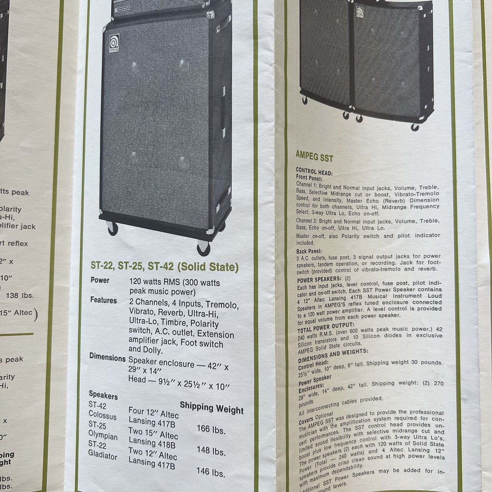 Vintage ampeg musical instruments and amps brochure 60s-70s