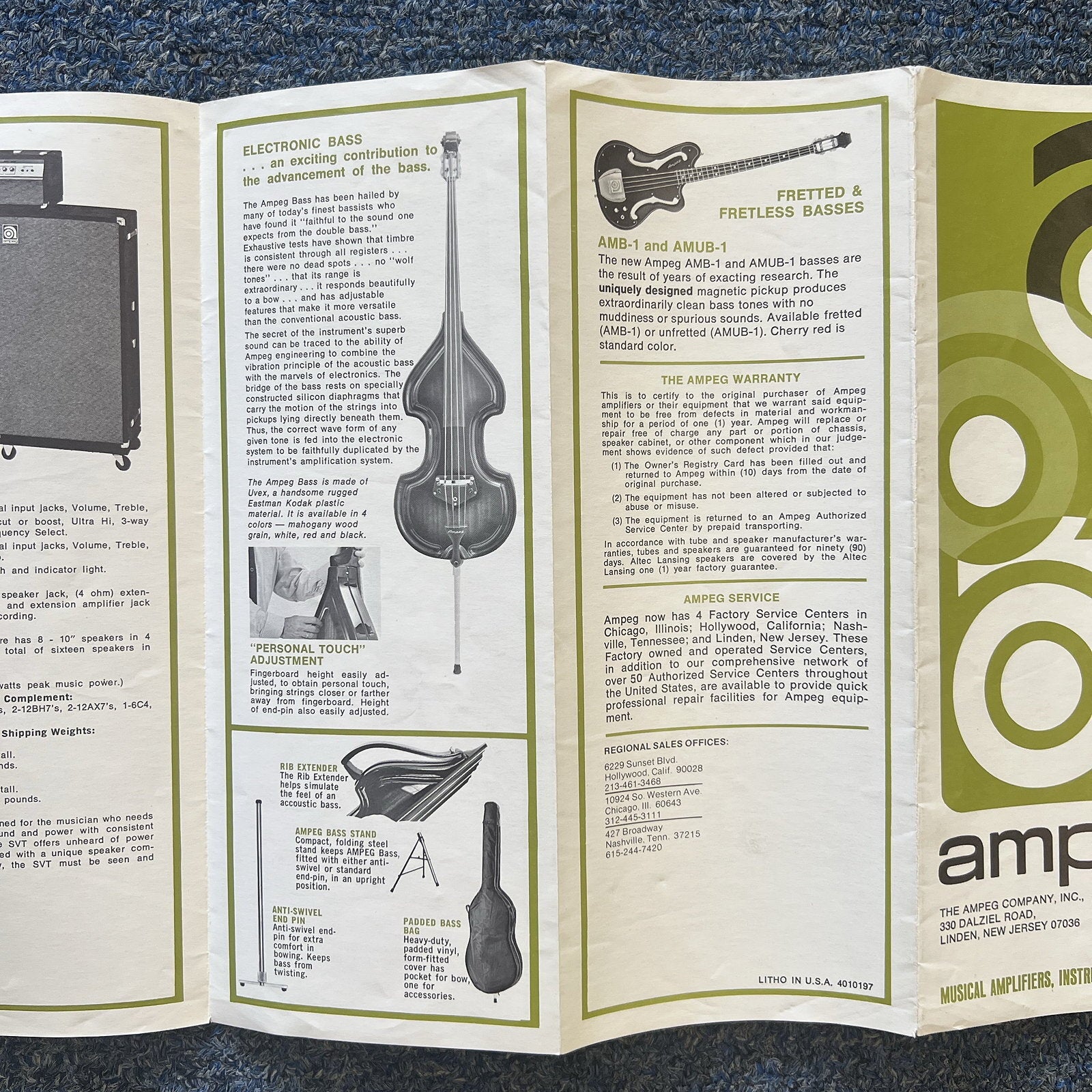 Vintage ampeg musical instruments and amps brochure 60s-70s