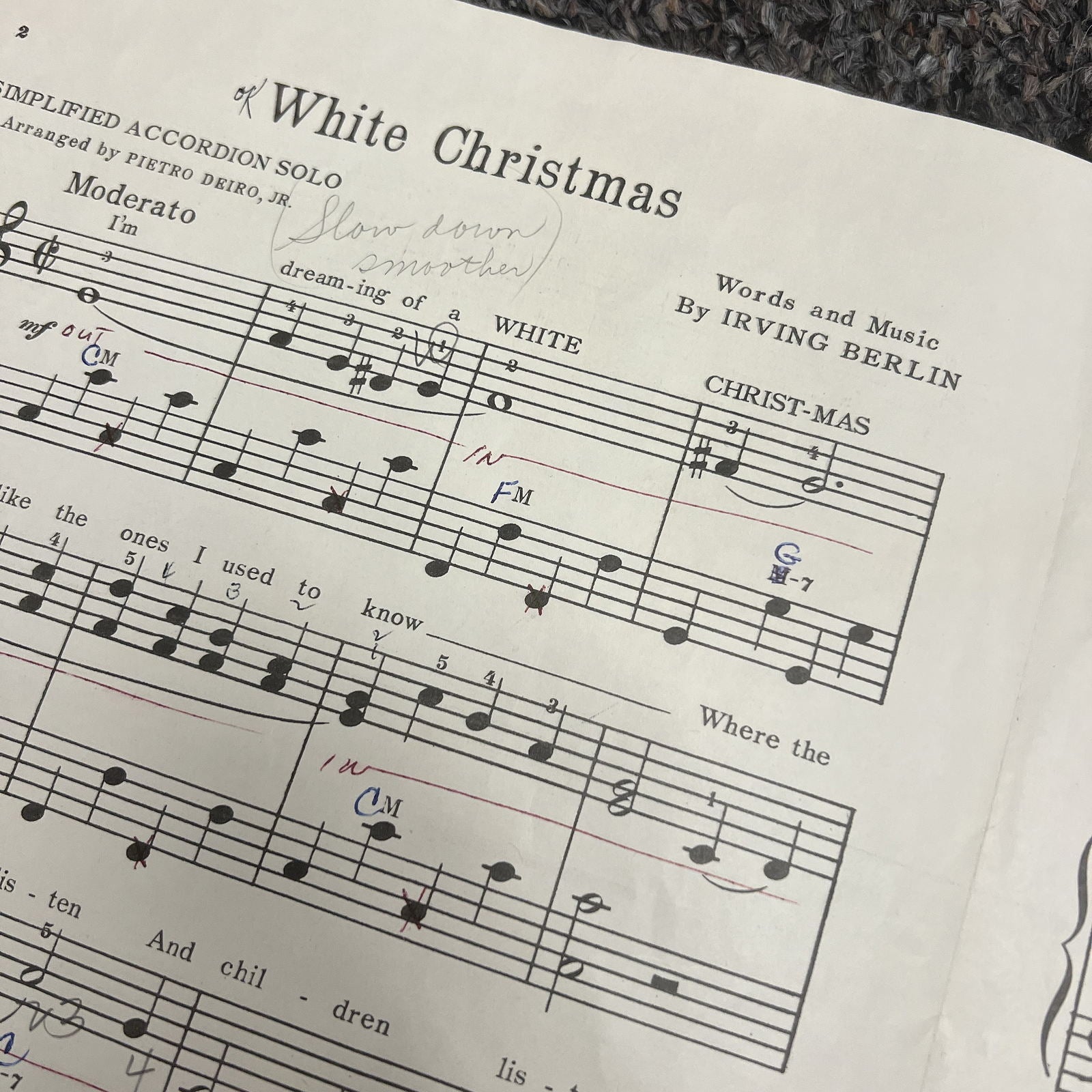 White Christmas Simplified Accordion Solo