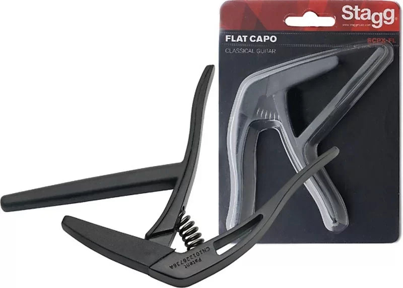 Stagg SCPX-FL Flat Trigger Style capo for classical guitar Black