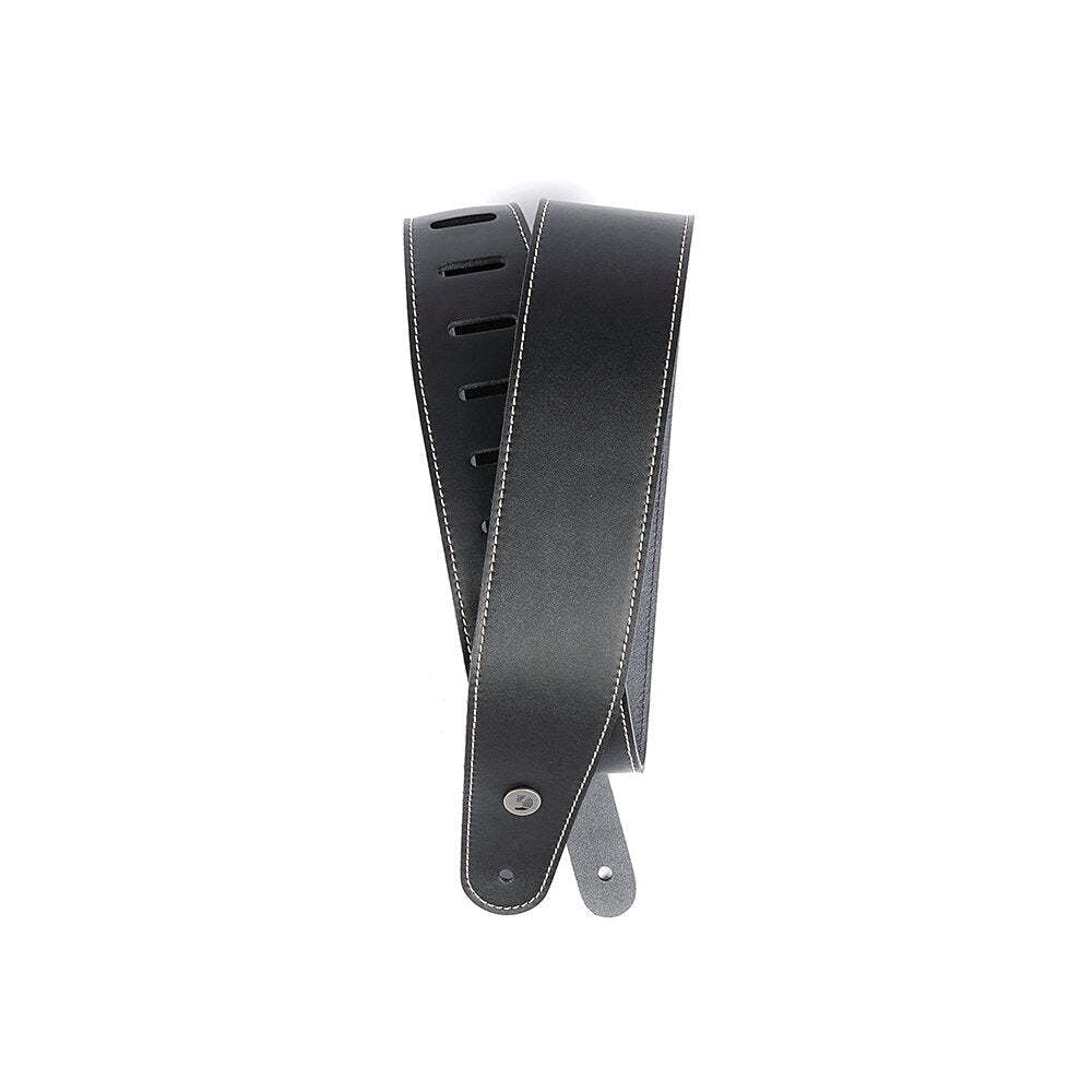 D'Addario Deluxe Leather Guitar StrapBrown with Contrast Stitch