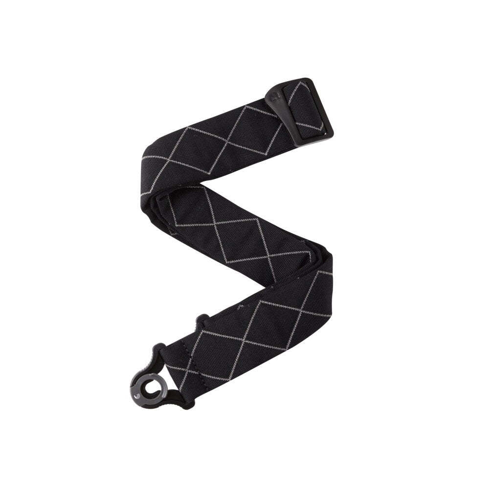 D'Addario Auto Lock Guitar Strap Black Padded Diamonds