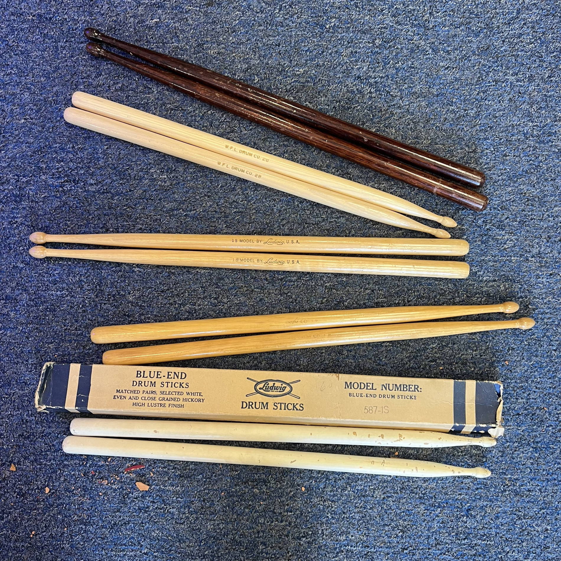 Vintage WFL Ludwig Drum Sticks 5 Pair, Very Good