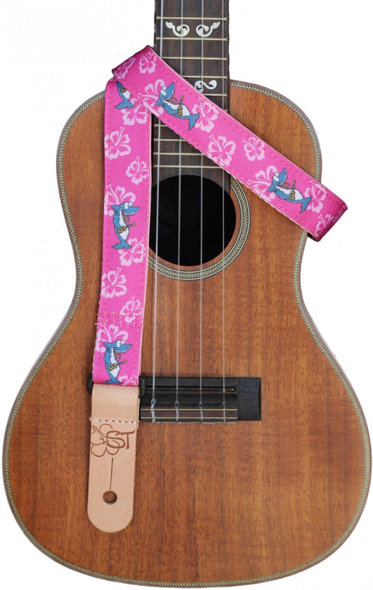 Sherrin's Threads 1" Atomic Sharks Signature Ukulele Strap - Pink