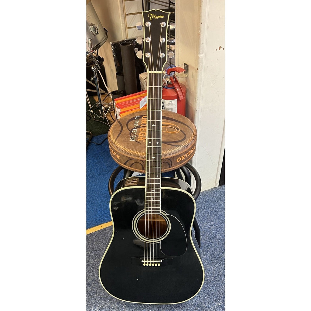 Takamine F-341 Acoustic Electric Guitar Black w/case 1983